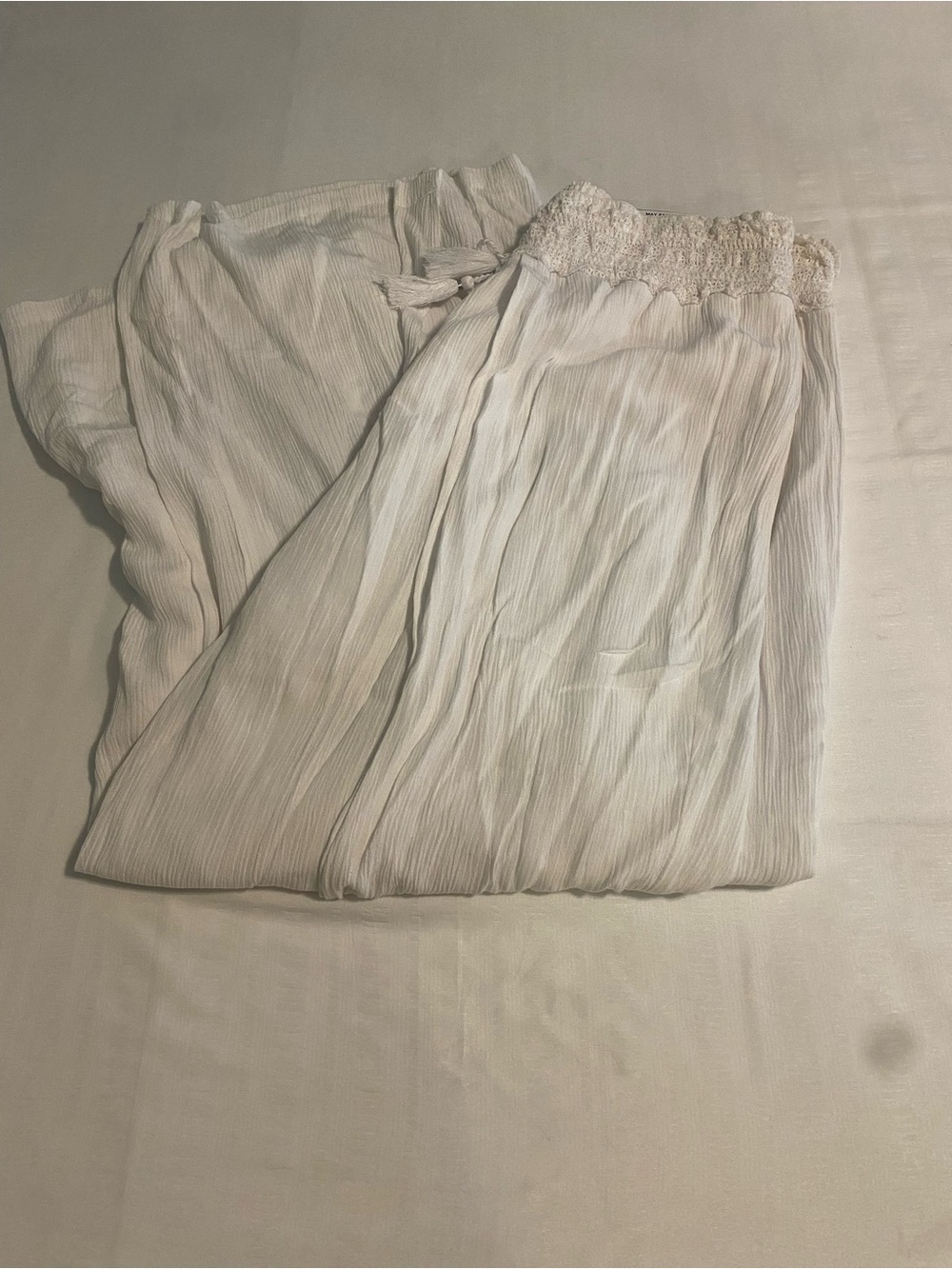 Style & Co. Cream Wide-Leg Smocked Waist Pants